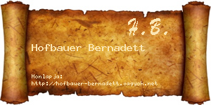 Hofbauer Bernadett névjegykártya